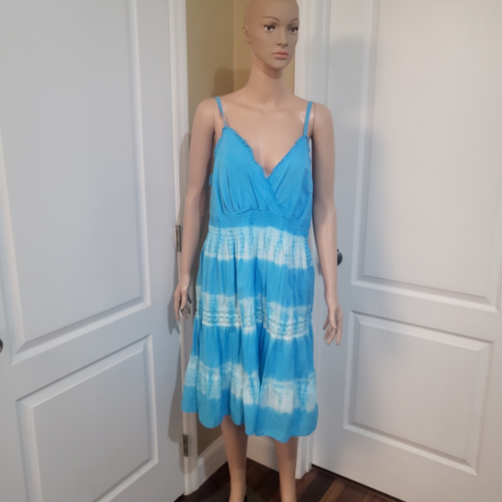 Speed Control Sky Blue and White Midi Dress
